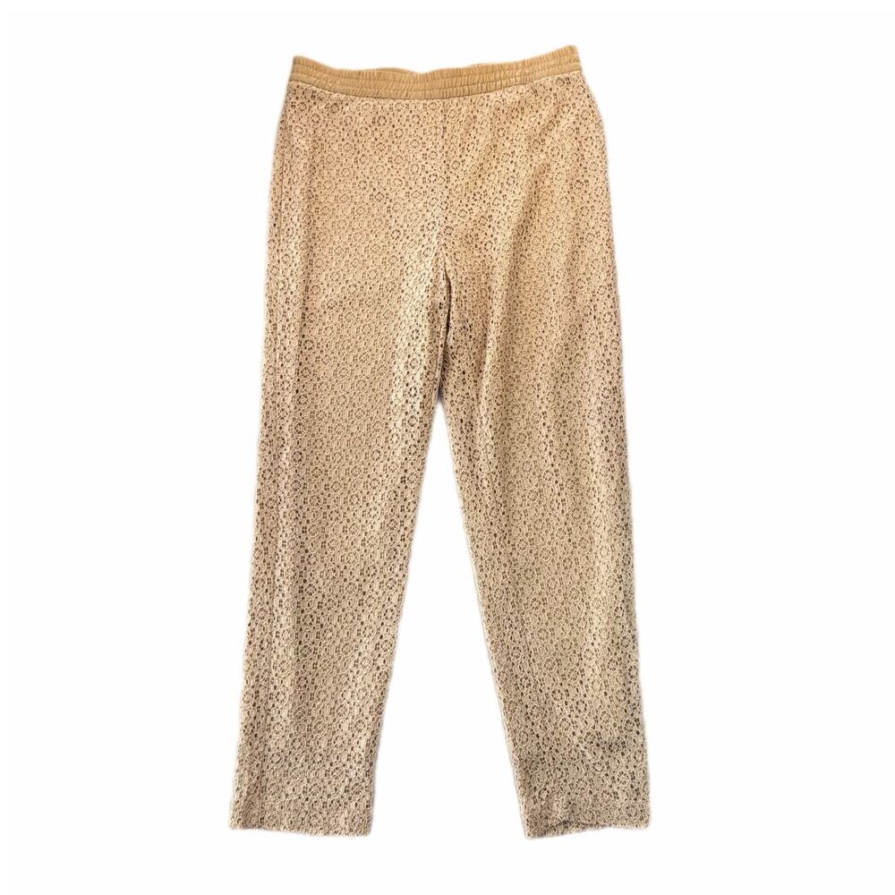 Chico’s NEW Sz. 1 Tan Camel Pull On Lace Boho Chic Charming Workwear Ankle Pants